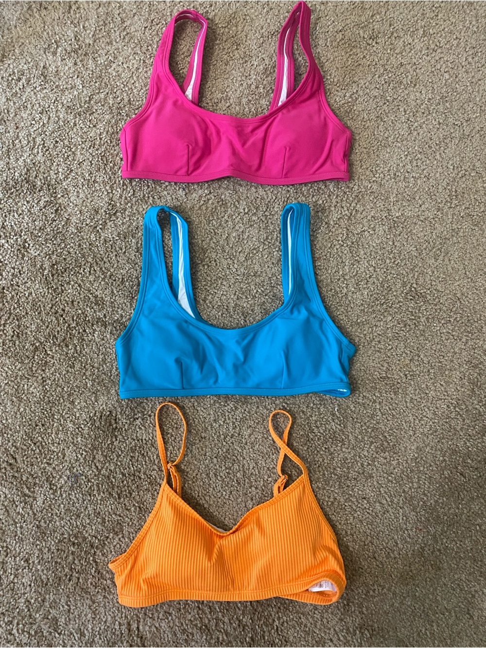 Halara Vibrant Pink, Blue & Orange Bathing Suit Top Bundle (3) - XS